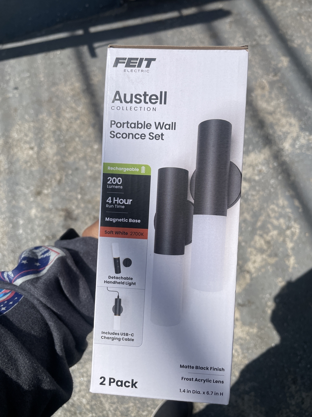 FEIT Austell Portable Wall Sconce Set in Matte Black and White